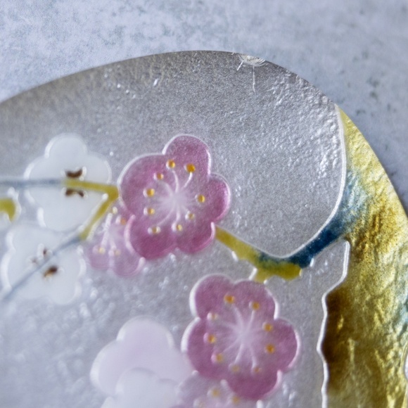 Ando Japan Japanese cloisonne cherry blossom plate dish enamel - Picture 5 of 6